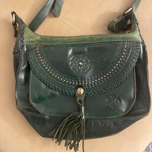 Patricia Nash Camila Leather Crossbody Distressed Dark Green
